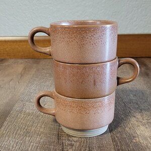 Hearth and  home terracotta colored stackable Stone mugs